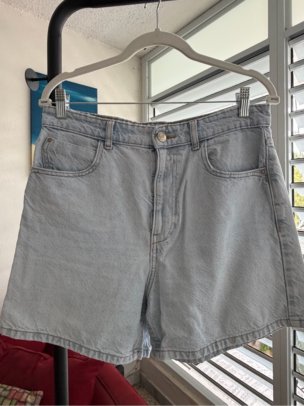 Zara Pale Blue Denim Shorts